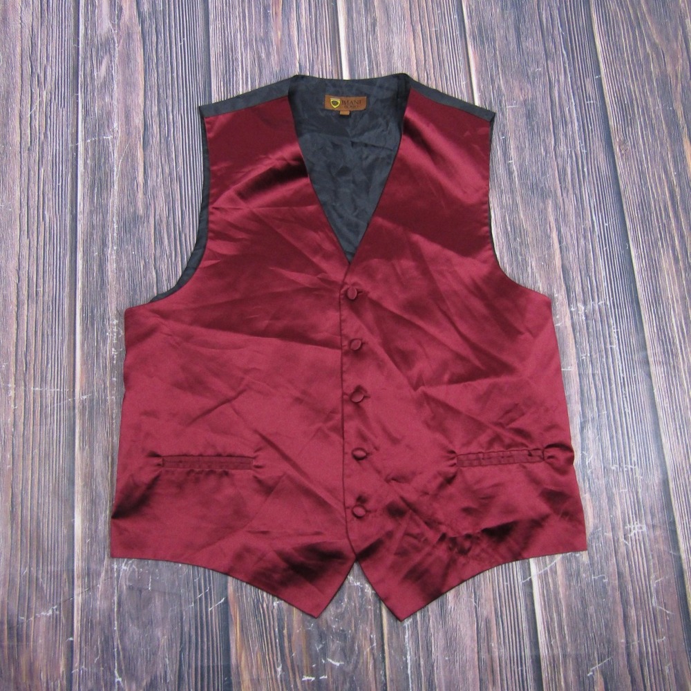 Suit Vest Imani‎ Uomo Mens L Red Solid Belted Formal Tuxedo Waistcoat Wedding A